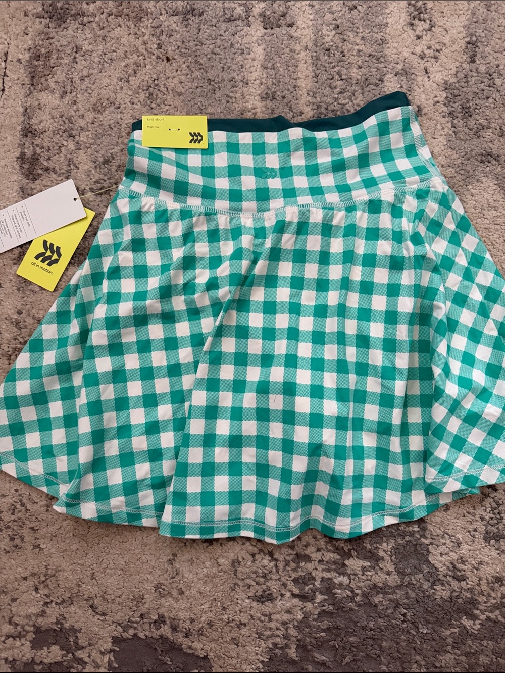 All In Motion-Teal Green Gingham Athletic Skort-XS - Picture 4 of 4